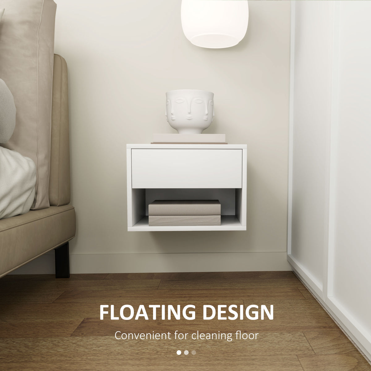 Floating Nightstand Set of 2, Wall Mounted Bedside Table with Drawer for Bedroom Black – view 25