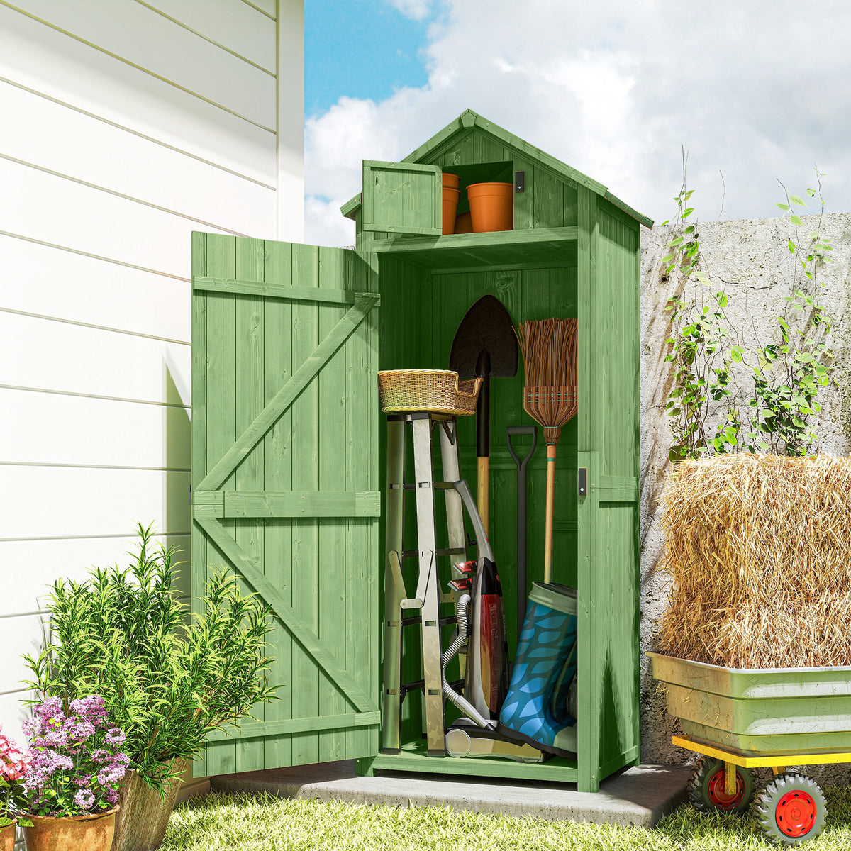 30" x 21" x 71" Garden Storage Shed, Sheds & Outdoor Storage Outdoor Workshop Yard Tool Utility Storage – view 28