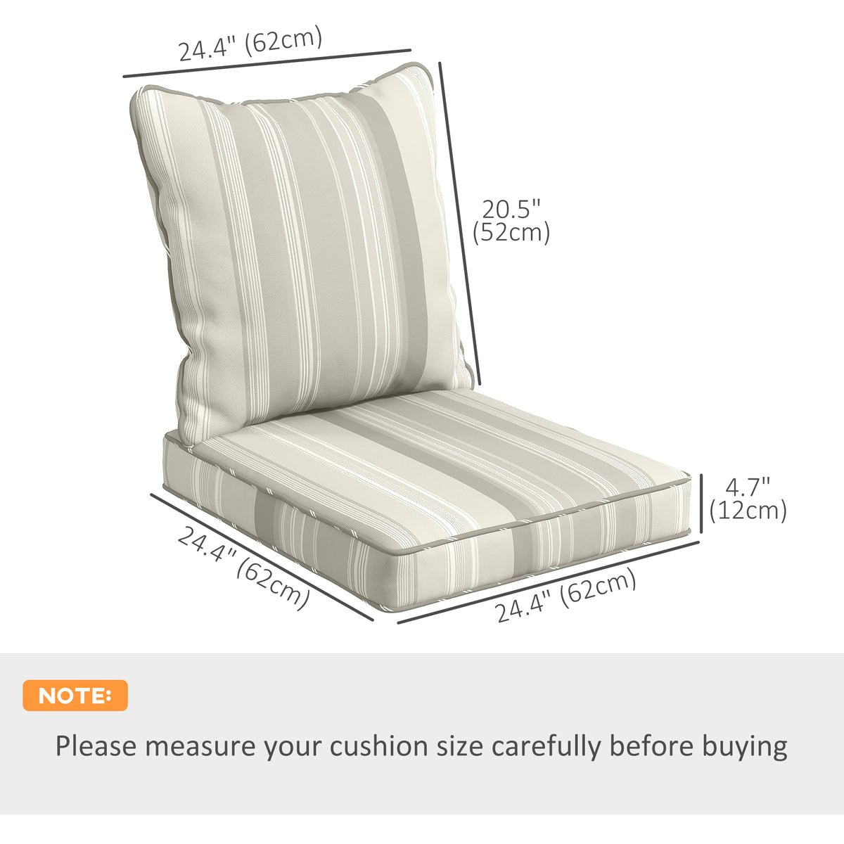 Seat Cushion Back Pillows Replacement Set of 2, Patio Chair Cushions Set for Indoor Outdoor, Blue – view 23