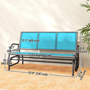 3-Seat Outdoor Glider Chair, Patio Rocking Chair, Steel Frame, Sling Fabric Seat for Garden, Backyard – view 9