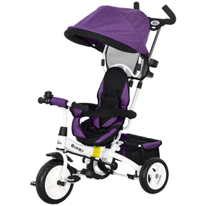 Qaba 6 in 1 Toddler Tricycle Stroller with Basket, Canopy, 5-point Safety Harness, for 12-60 Months