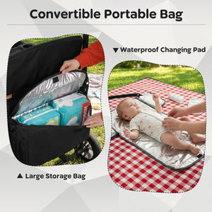 Wagon Stroller for 4 Kids Foldable 4-Seater Push-Pull Toddler Stroller-Black view 8