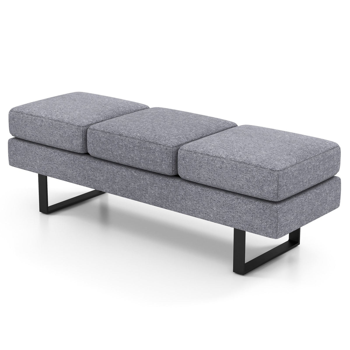Waiting Room Bench Seating Long Bench with Metal Frame Leg-Gray view 4