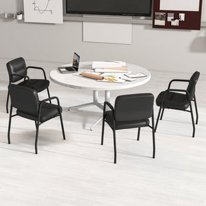Waiting Room Guest Chair Set of 2 Upholstered Reception Chairs with Mixed PU Leather and Integrated Armrests-Black view 5