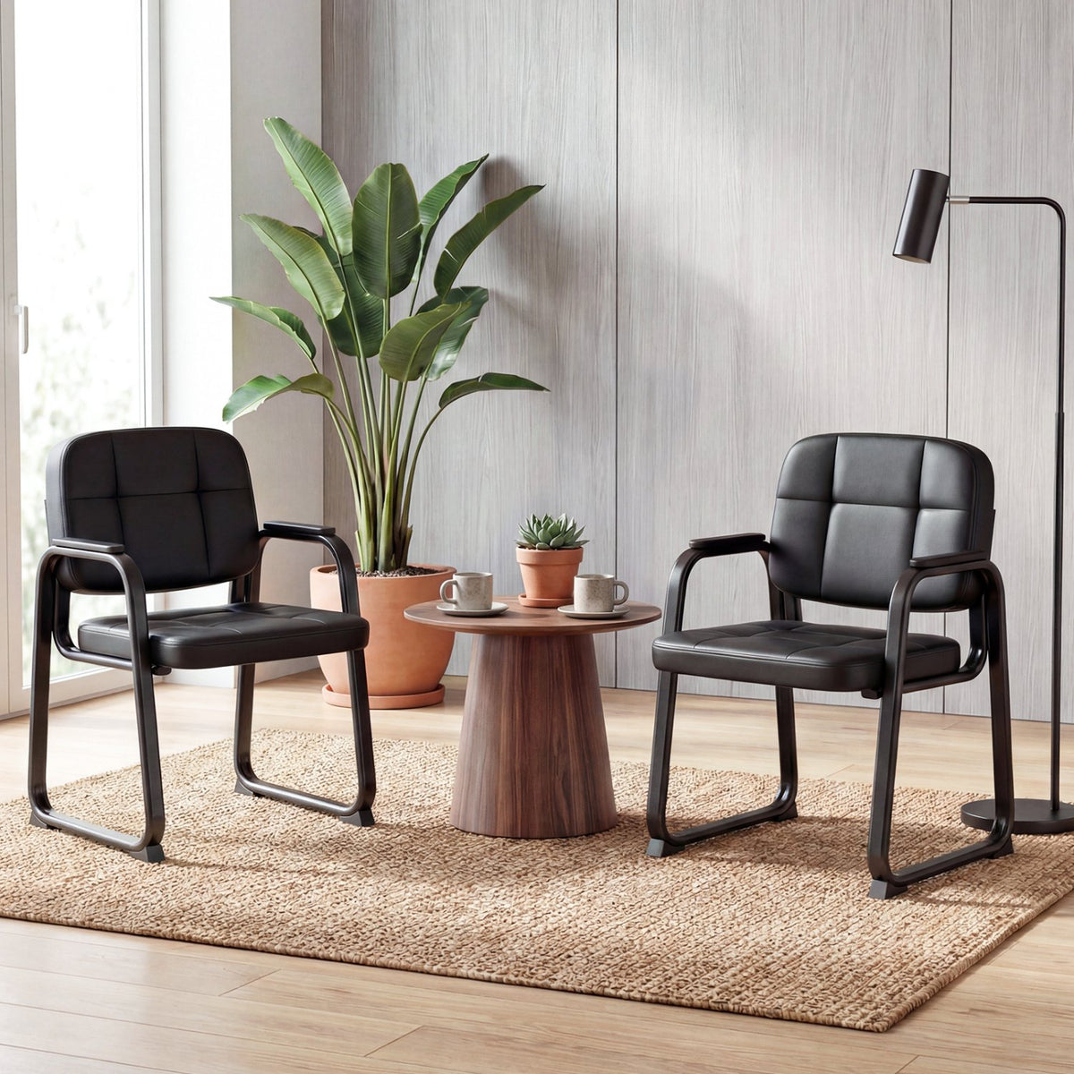 Waiting Room Guest Chairs Set of 2 Leather Office Reception Chairs-Set of 2 view 2