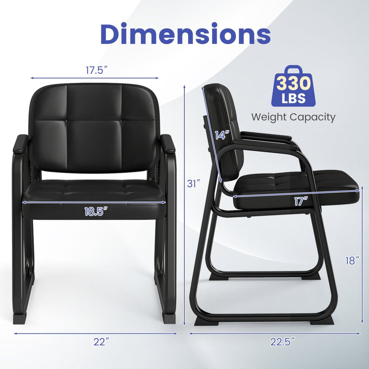 Waiting Room Guest Chairs Set of 2 Leather Office Reception Chairs-Set of 2 view 3