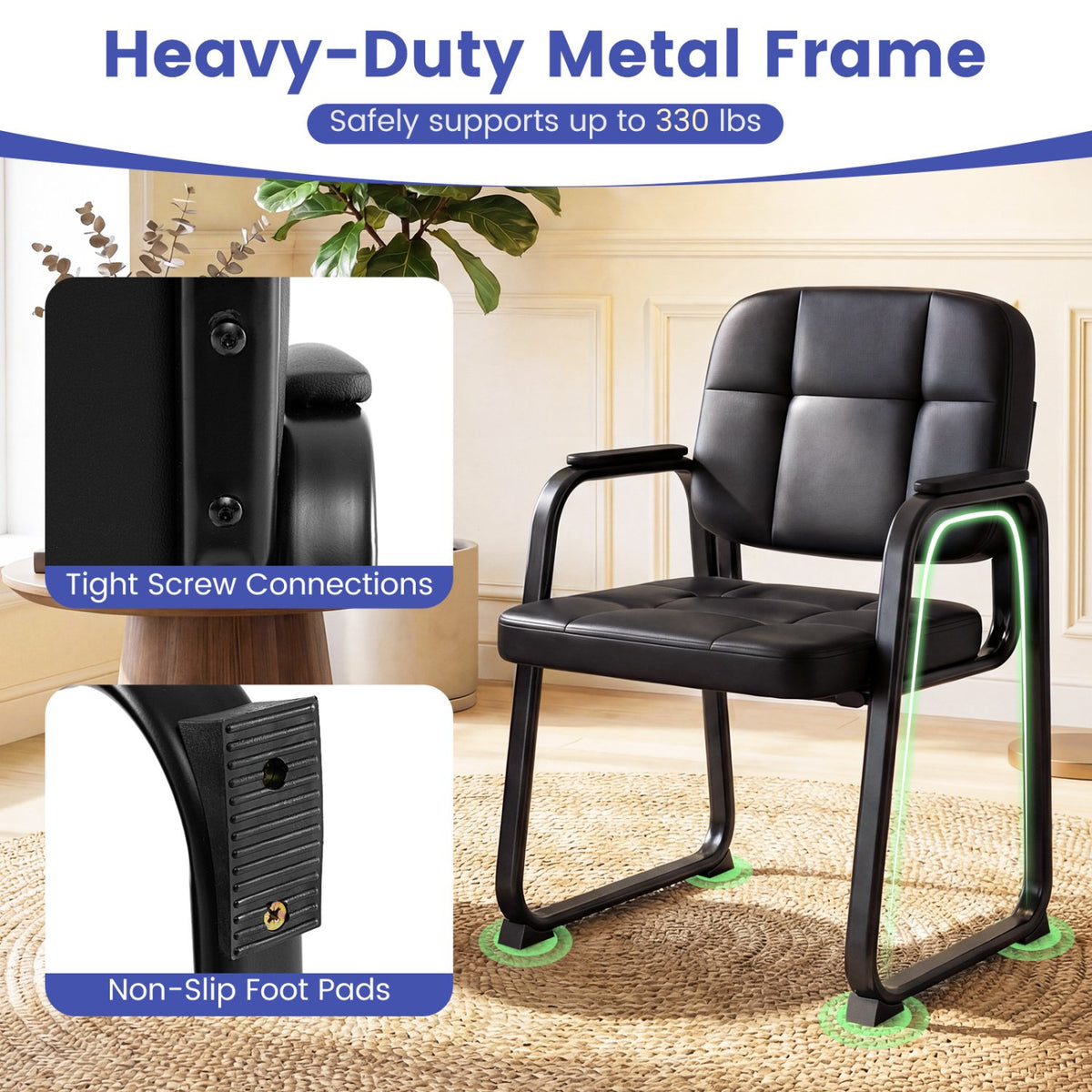 Waiting Room Guest Chairs Set of 2 Leather Office Reception Chairs-Set of 2 view 8