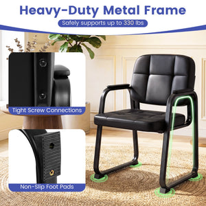 Waiting Room Guest Chairs Set of 4 Leather Office Reception Chairs view 8