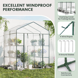 Walk-in Greenhouse with 3 Tiers 8 Shelves PVC Cover Roll-up Zippered Door view 9