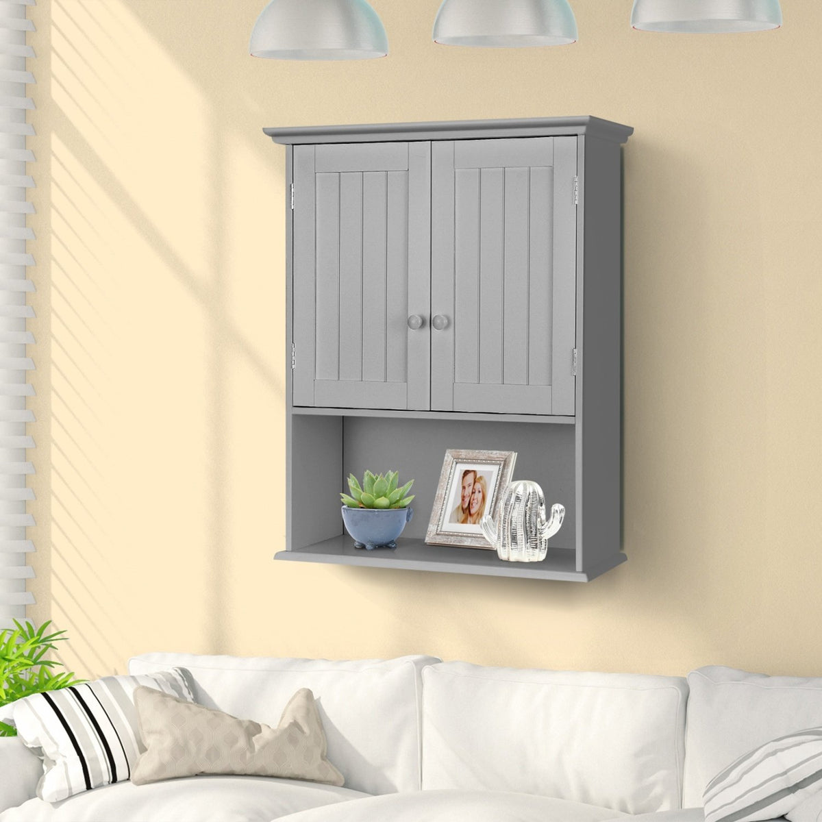 Wall Mount Bathroom Storage Cabinet-Dark Gray view 2