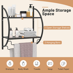 Wall Mounted 2-Tier Bathroom Towel Rack with 2 Towel Bars-Black view 7