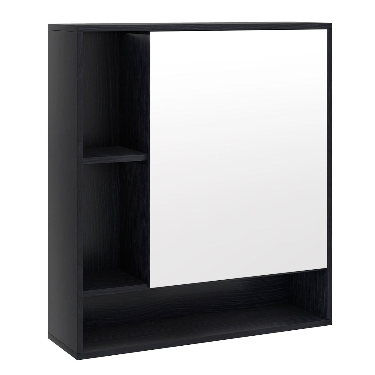 Wall Mounted, Bathroom Cabinet with Mirror Single Door-Black
