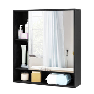 Wall Mounted, Bathroom Cabinet with Mirror Single Door-Black view 6