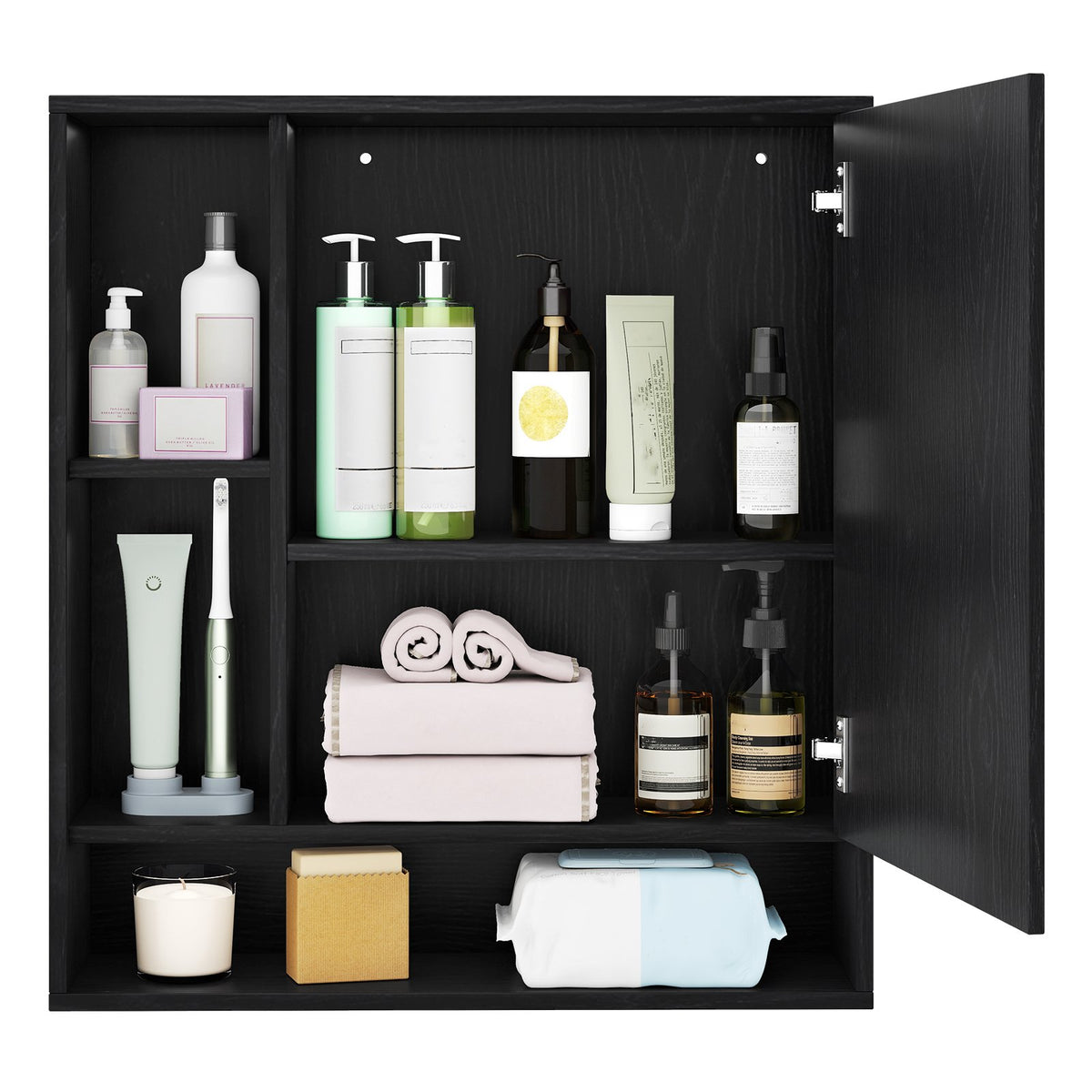 Wall Mounted, Bathroom Cabinet with Mirror Single Door-Black view 7