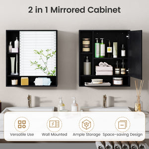 Wall Mounted, Bathroom Cabinet with Mirror Single Door-Black view 9