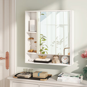 Wall Mounted, Bathroom Cabinet with Mirror Single Door-White view 2