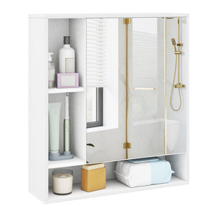 Wall Mounted, Bathroom Cabinet with Mirror Single Door-White view 4