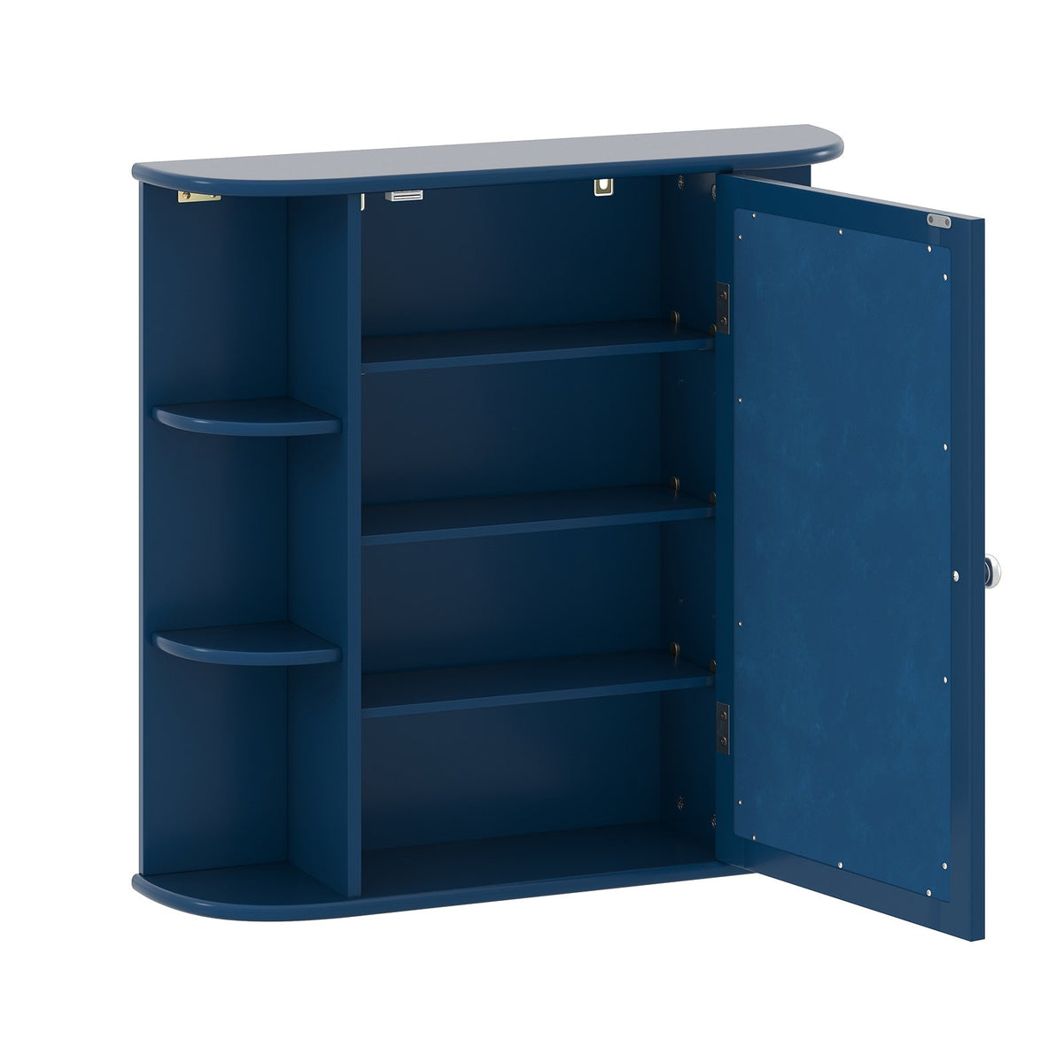 Wall-Mounted Bathroom Mirror Cabinet with Storage Shelves-Blue view 4