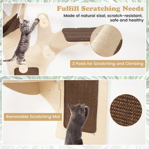 Wall-Mounted Cat Tower Cat Wall Shelves Furniture with Perch-Brown view 7