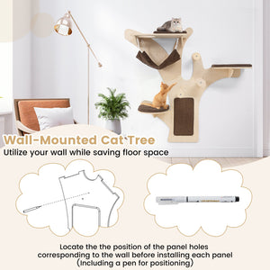 Wall-Mounted Cat Tower Cat Wall Shelves Furniture with Perch-Brown view 8