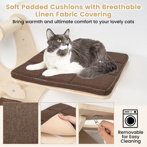 Wall-Mounted Cat Tower Cat Wall Shelves Furniture with Perch-Brown view 9