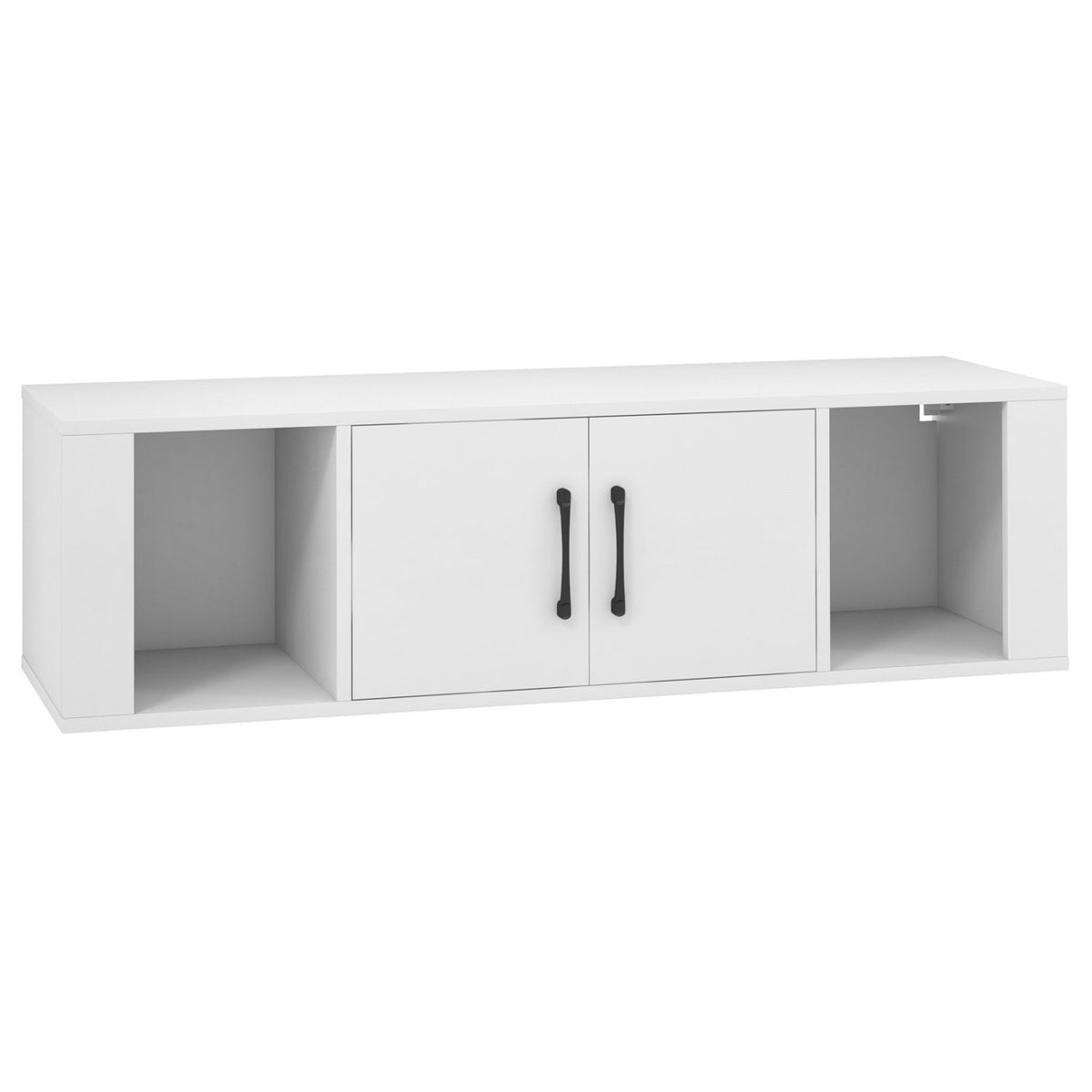Wall Mounted Floating 2 Door Desk Hutch Storage Shelves-White