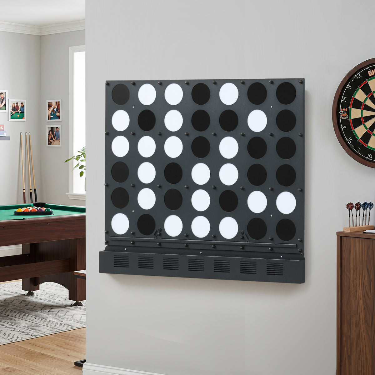 Wall-mounted Jumbo 4-in-a-Row Game with Acrylic Discs-Black view 2