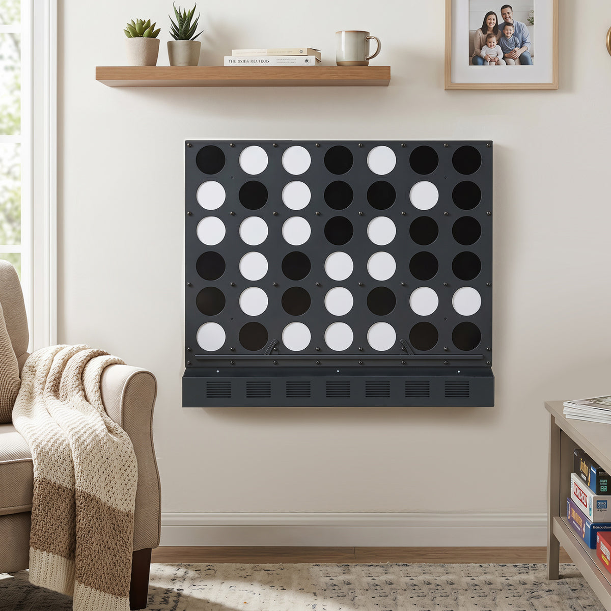 Wall-mounted Jumbo 4-in-a-Row Game with Acrylic Discs-Black view 3