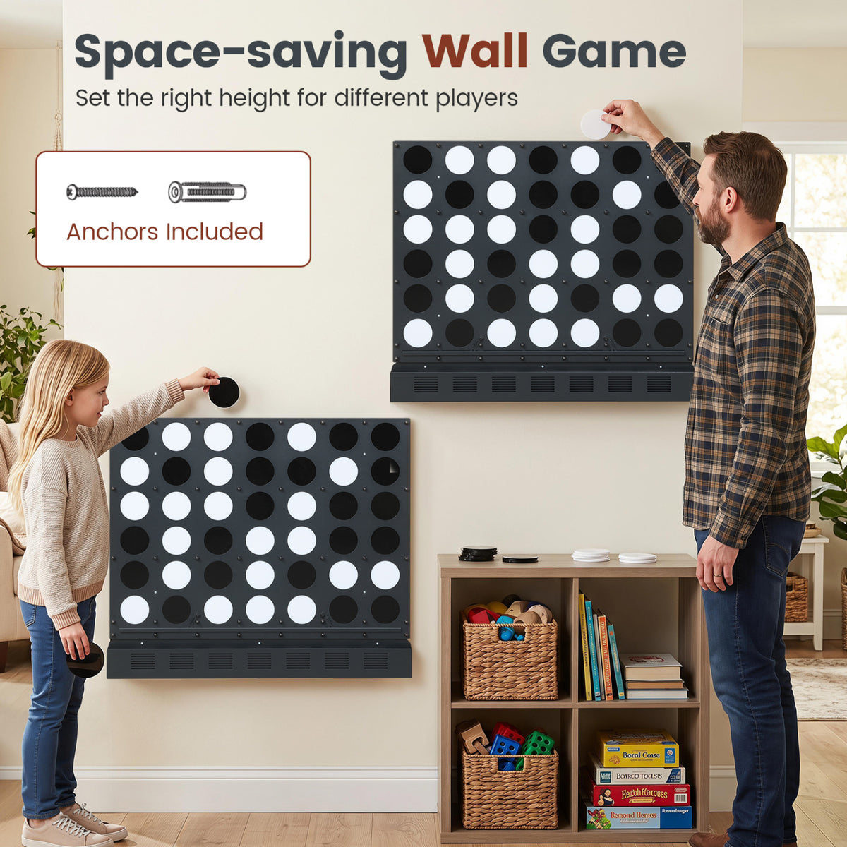 Wall-mounted Jumbo 4-in-a-Row Game with Acrylic Discs-Black view 9
