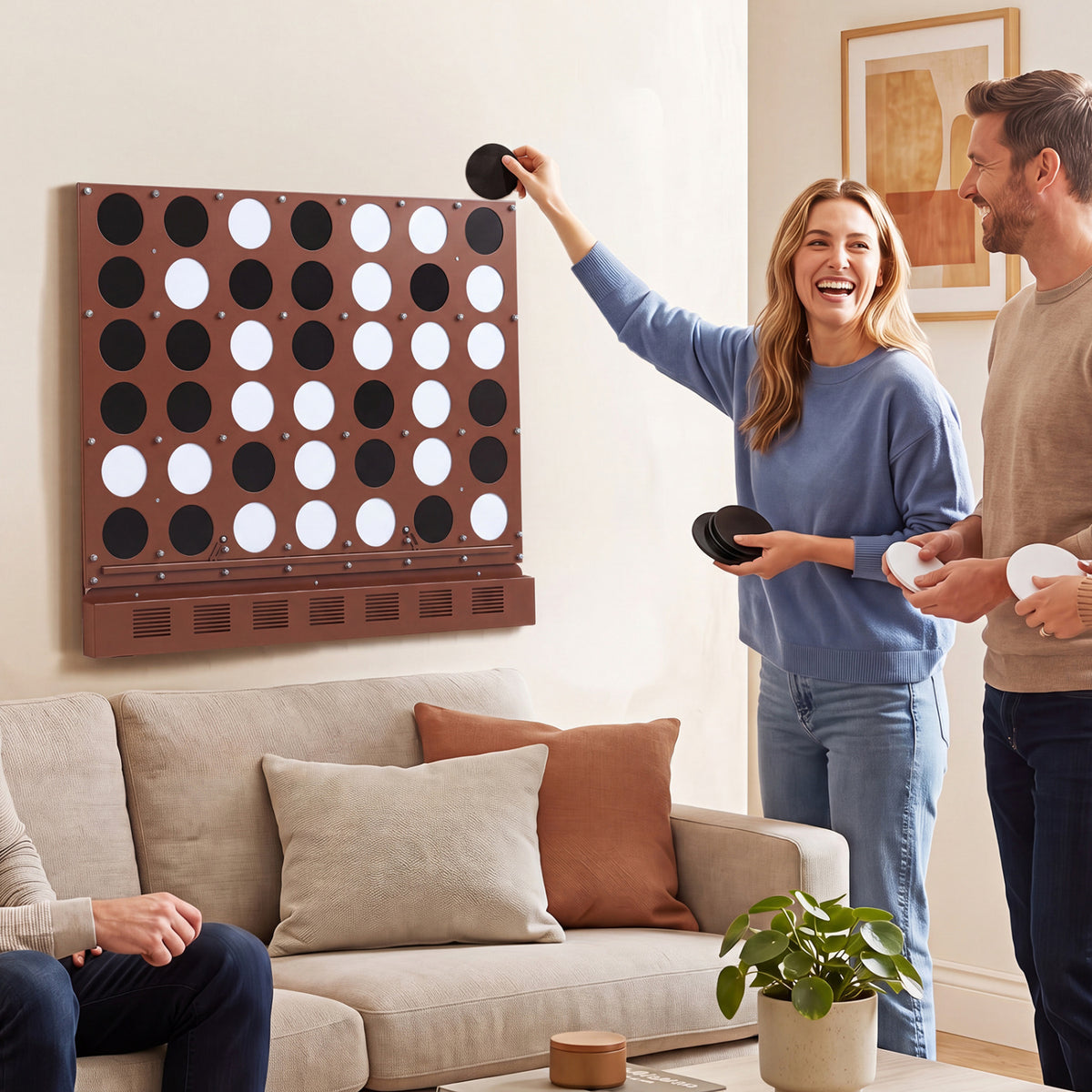Wall-mounted Jumbo 4-in-a-Row Game with Acrylic Discs-Walnut view 6