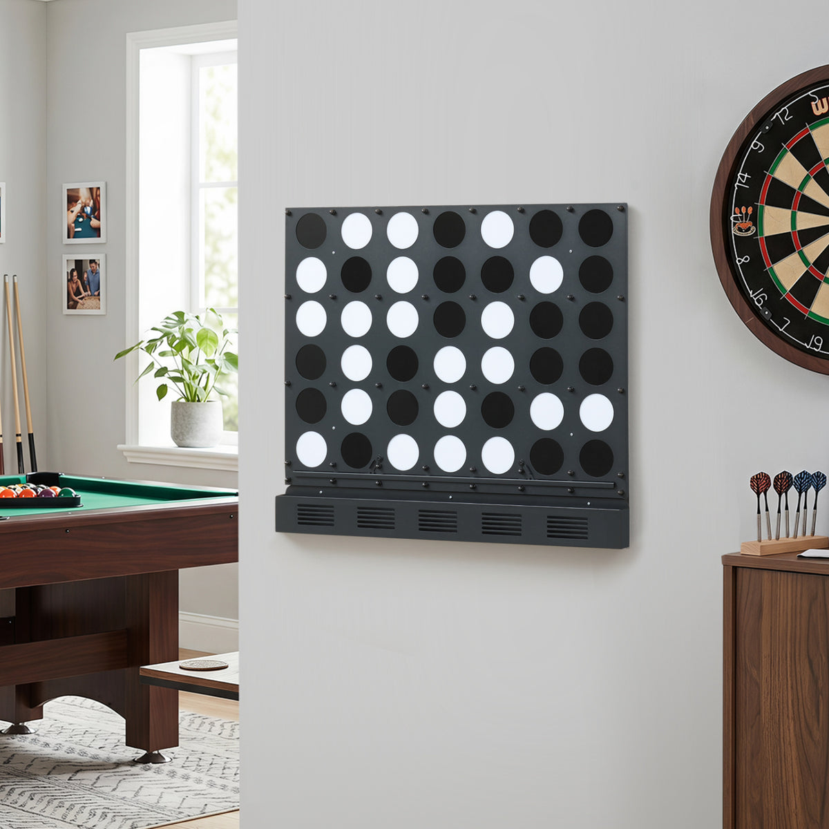 Wall-mounted Metal Connect-4 Game with Acrylic Discs-Black view 2
