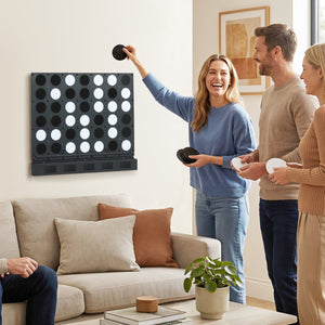 Wall-mounted Metal Connect-4 Game with Acrylic Discs-Black view 6