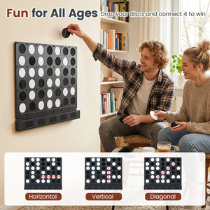 Wall-mounted Metal Connect-4 Game with Acrylic Discs-Black view 7