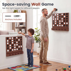 Wall-mounted Metal Connect-4 Game with Acrylic Discs-Walnut view 9