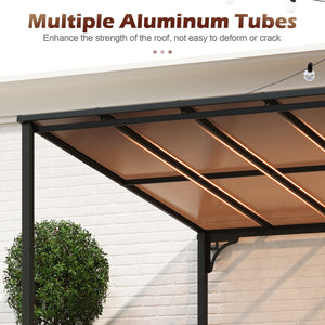 Wall-Mounted Patio Gazebo Large Outdoor Hardtop Pergola with Sloped Polycarbonate Roof-Black view 8