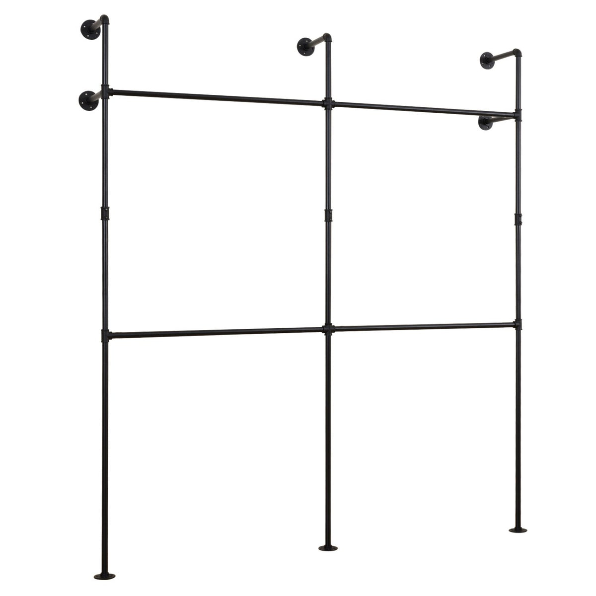 Wall Mounted Pipe Clothing Rack with 4 Hanging Rods-Black view 4
