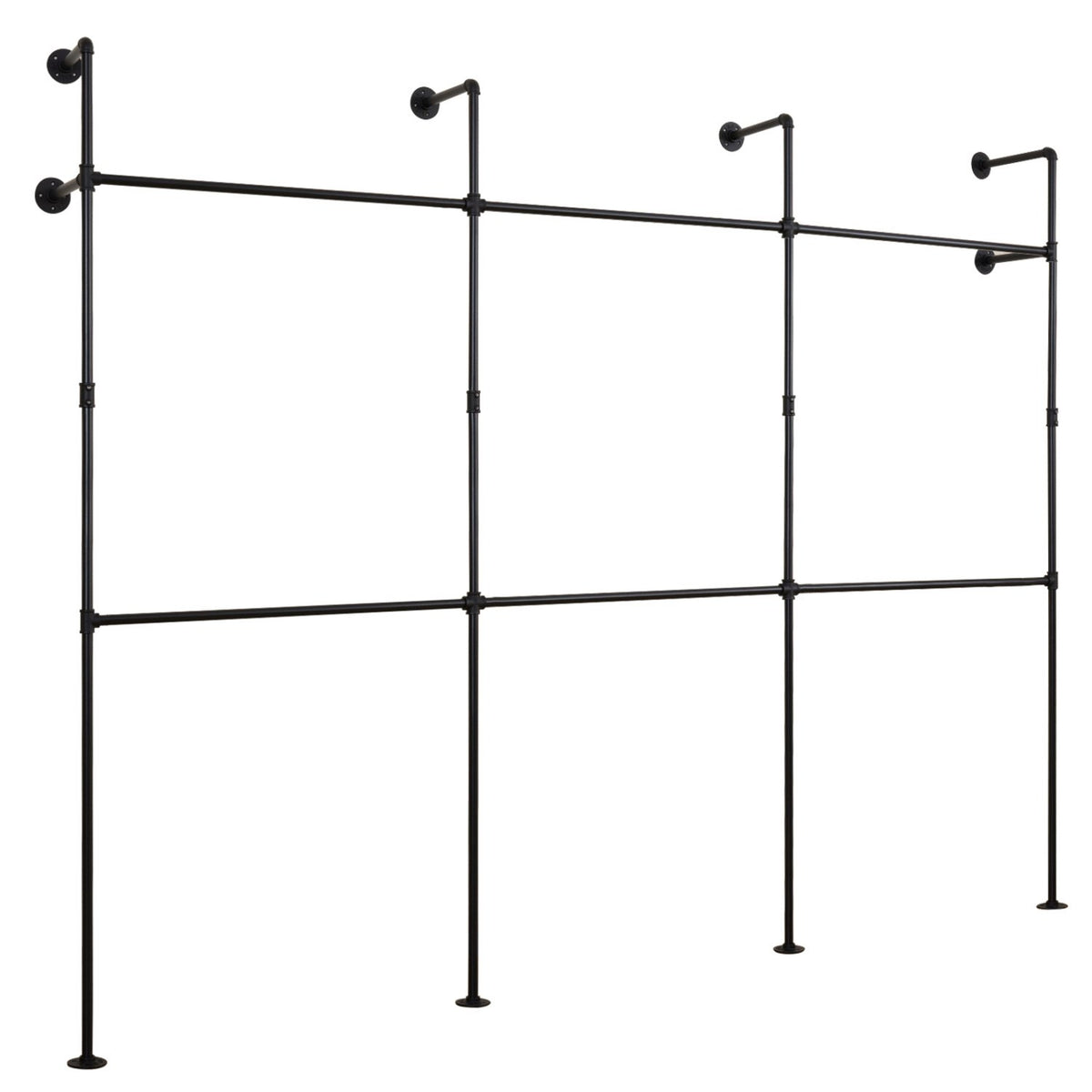Wall Mounted Pipe Clothing Rack with 6 Hanging Rods-Black view 4