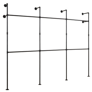 Wall Mounted Pipe Clothing Rack with 6 Hanging Rods-Black view 4