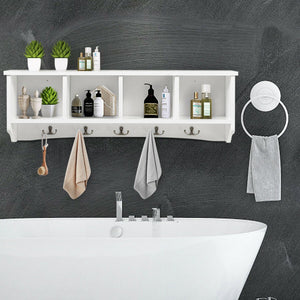 Wall-Mounted Storage Cabinet Hanging Entryway Shelf Coat Rack view 3
