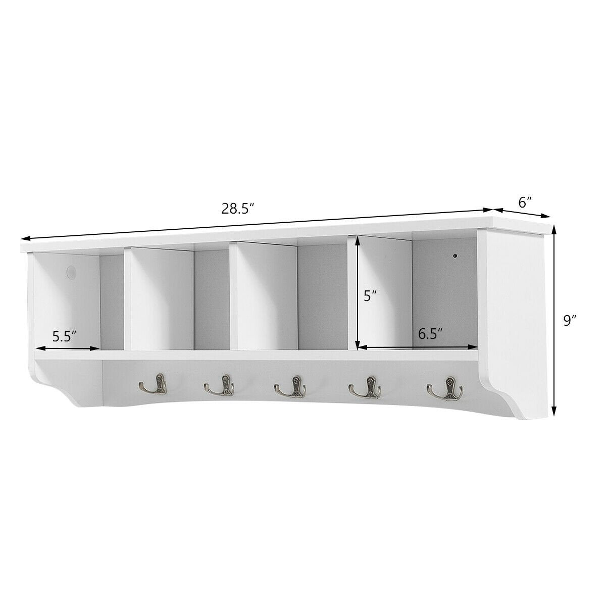 Wall-Mounted Storage Cabinet Hanging Entryway Shelf Coat Rack view 4