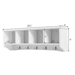 Wall-Mounted Storage Cabinet Hanging Entryway Shelf Coat Rack view 4