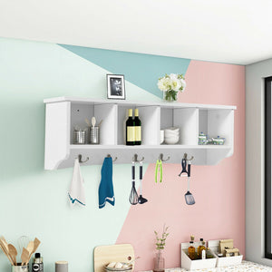 Wall-Mounted Storage Cabinet Hanging Entryway Shelf Coat Rack view 7