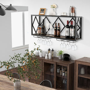 Wall Mounted Wine Rack for 39 Bottles and 12 Glasses view 3