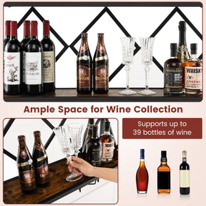 Wall Mounted Wine Rack for 39 Bottles and 12 Glasses view 6
