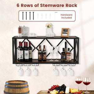 Wall Mounted Wine Rack for 39 Bottles and 12 Glasses view 8