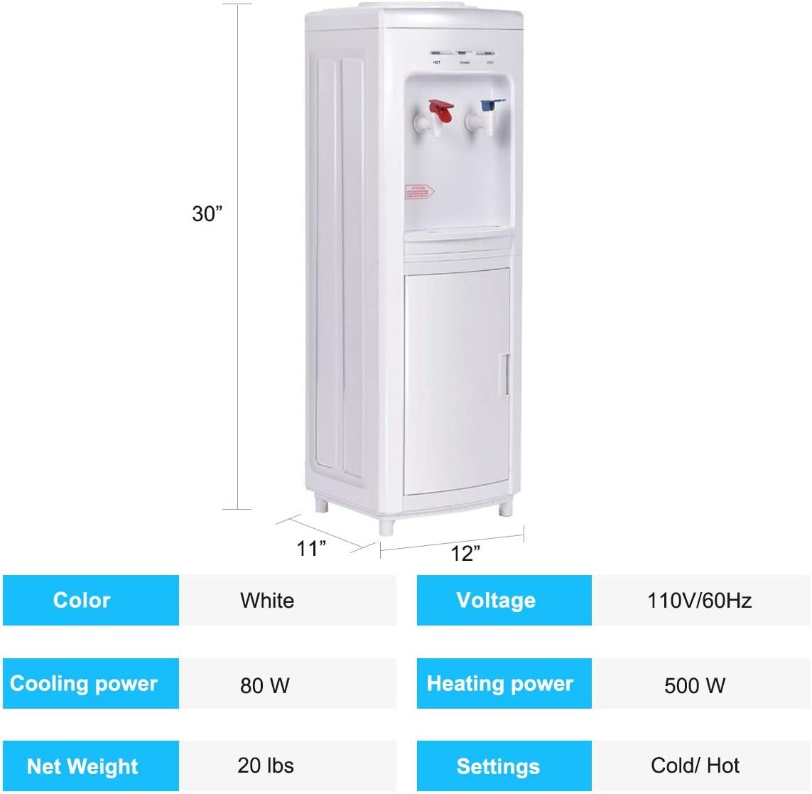 5 Gallons Hot and Cold Water Cooler Dispenser with Child Safety Lock view 4