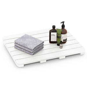 Waterproof HIPS Bath Spa Shower Mat with Non Slip Foot Pads-White view 4