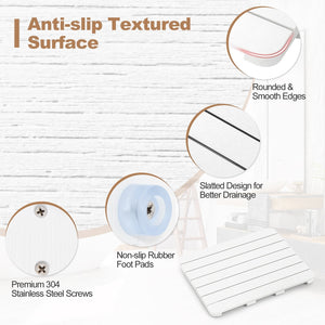 Waterproof HIPS Bath Spa Shower Mat with Non Slip Foot Pads-White view 6