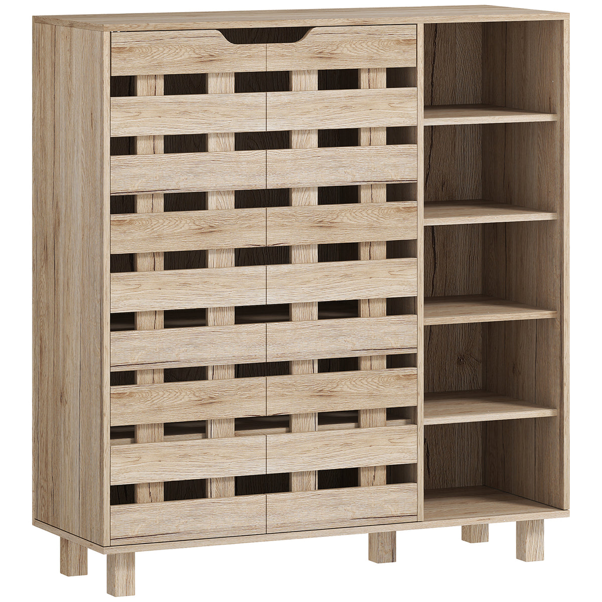 Shoe Cabinet, 21 Pair Shoe Storage Cabinet Organizer with 5-tier Double Door Cupboard and 5-tier Open – view 4