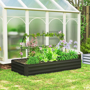 6' x 3' x 1' Raised Garden Bed with 2 Trellis Tomato Cages, Steel Frame Elevated Planter Box, Black – view 7